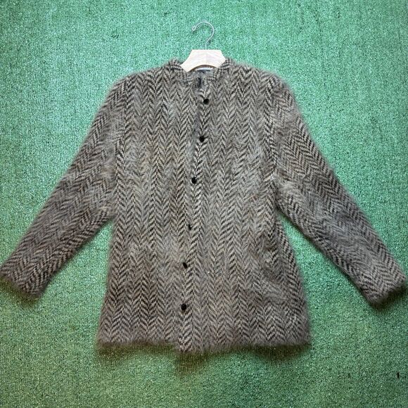 delaware street Jackets & Blazers - Vintage DELAWARE STREET Avant Garde FOX Fur CASHMERE Cable Knit Jacket USA SZ S